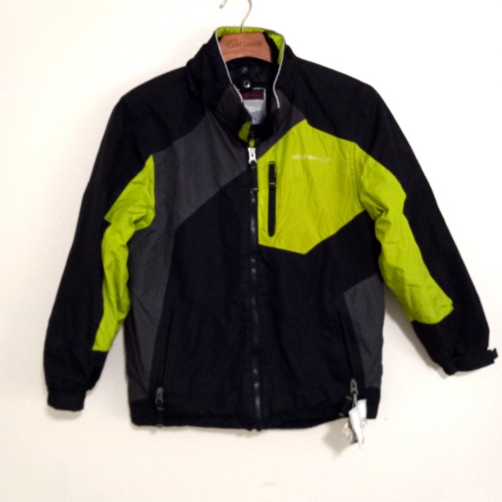Weatherproof M 10/12 Boys Lightweight Ski Jacket in Lime Black - Picture 1 of 8